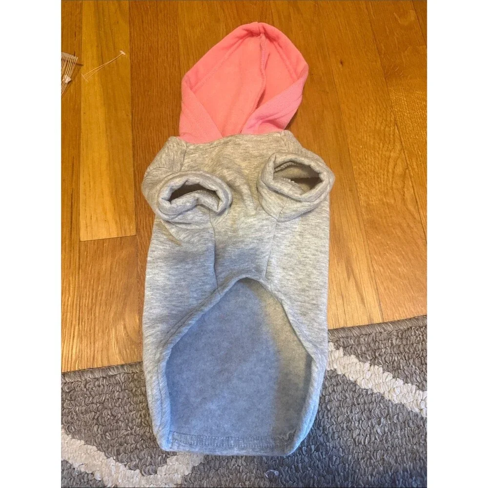 Free Kisses Dog Hoodie Small Gray Pink Pet Sweatshirt Hooded Dog Clothes
